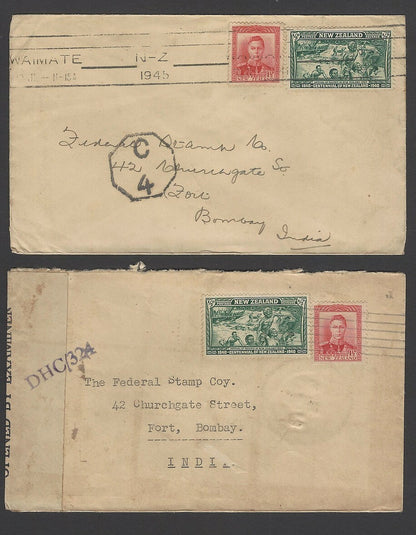 New Zealand WW2 censored covers to India (2)