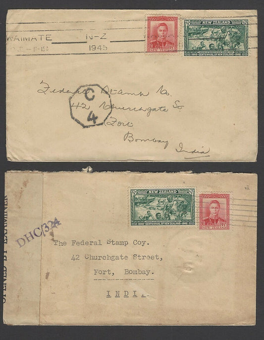New Zealand WW2 censored covers to India (2)