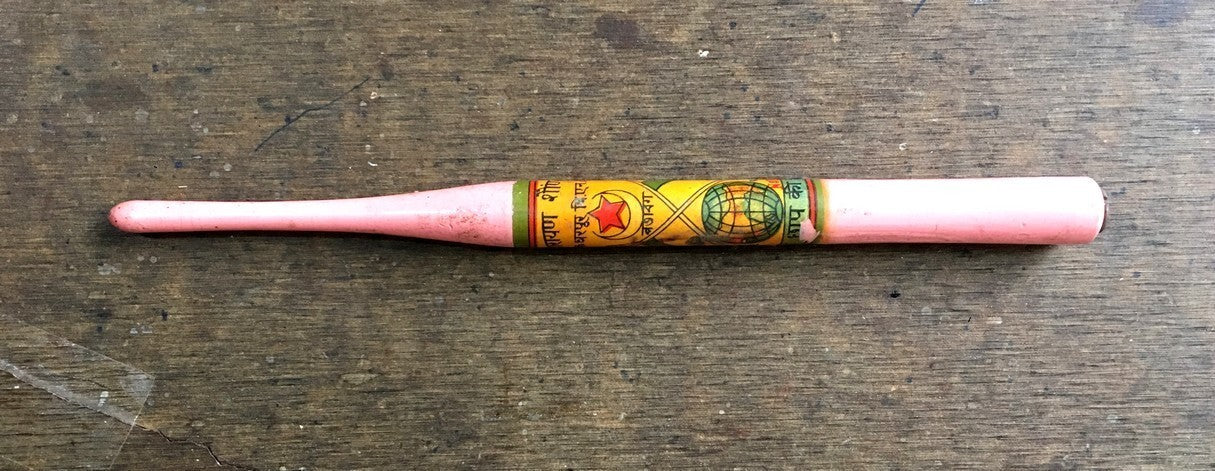 India vintage wooden nib pen with an advertisement for Beedis – tobacco Flags