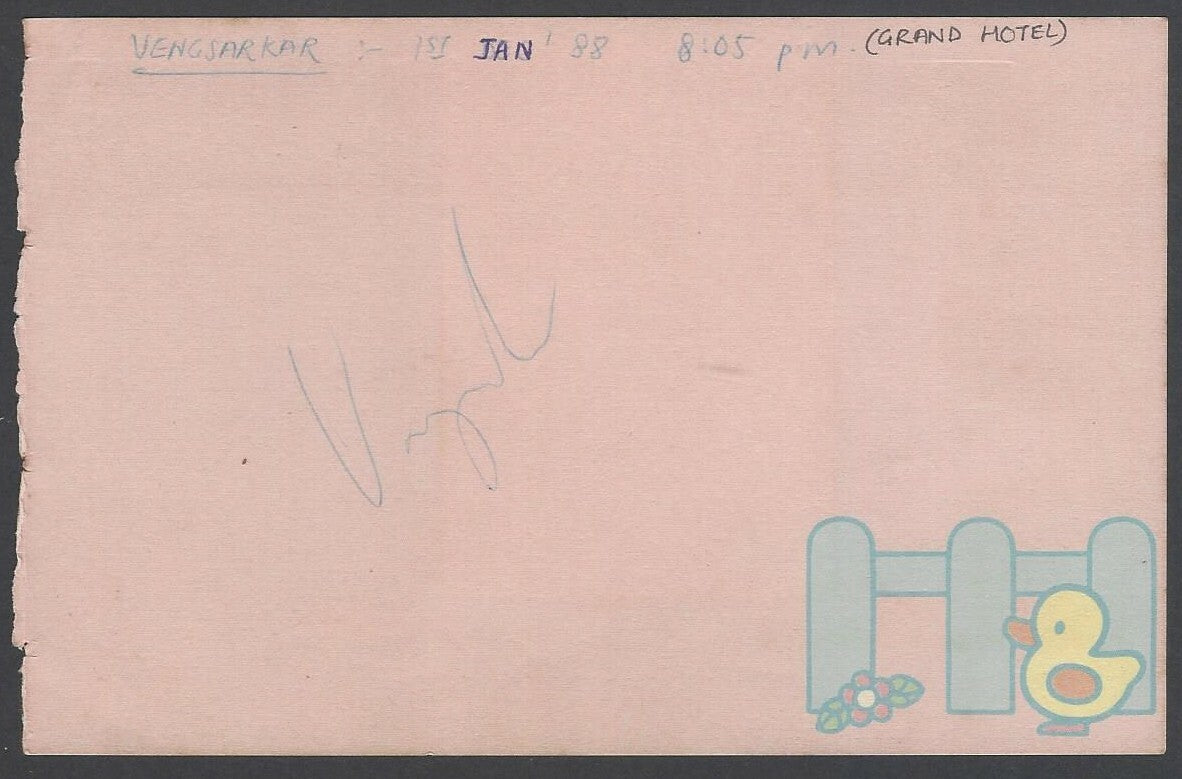  AOP Cricket VENGSARKAR India autograph 