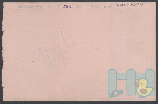  AOP Cricket VENGSARKAR India autograph 
