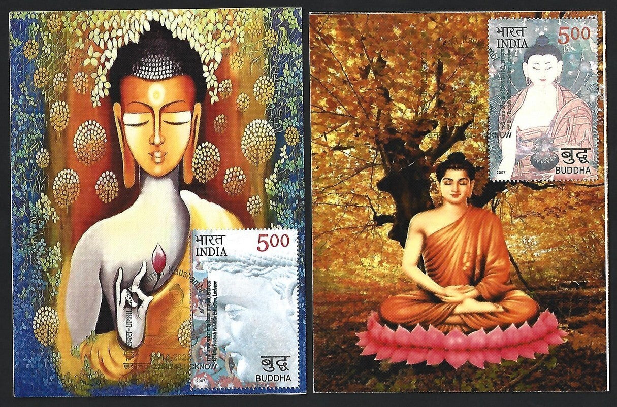 India 2007 Buddha set of 6 on 6 Kaushambi 2022 maximum cards