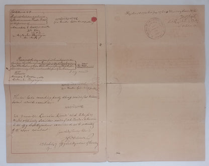 AOP India QV Queen Victoria 1868 Special Adhesive 10R on 1901 indenture 5 pgs
