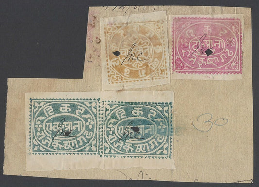 AOP India Kishangarh State watercolor revenues Types 10 & 11 on piece