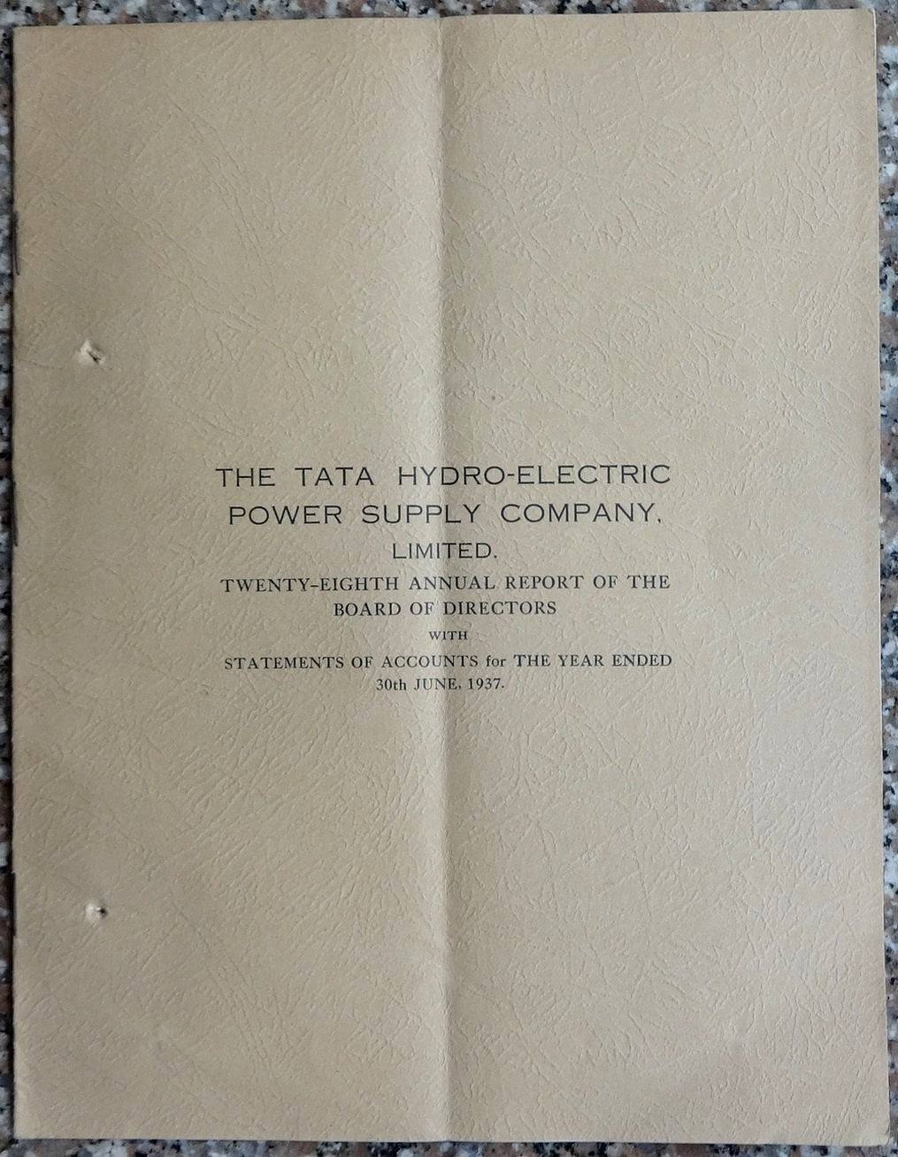India 1936-37 THE TATA HYDROELECTRIC POWER SUPPLY COMPANY LTD Annual Report 15pg