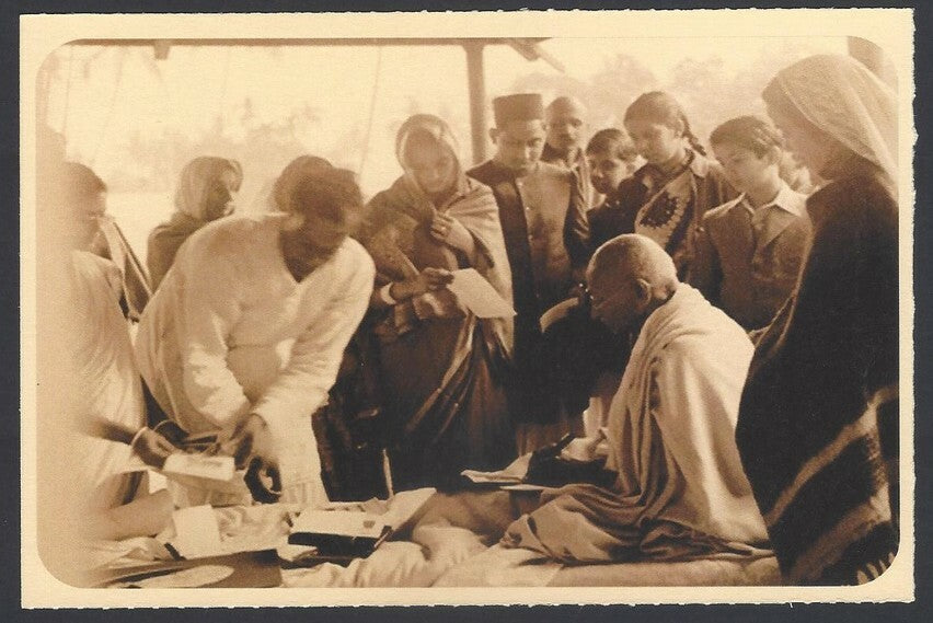 AOP India full back pictorial 50p Gandhi postal card GANDHI 
