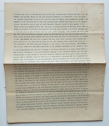 AOP India 1872 hand drawn copy of 1867 Indenture