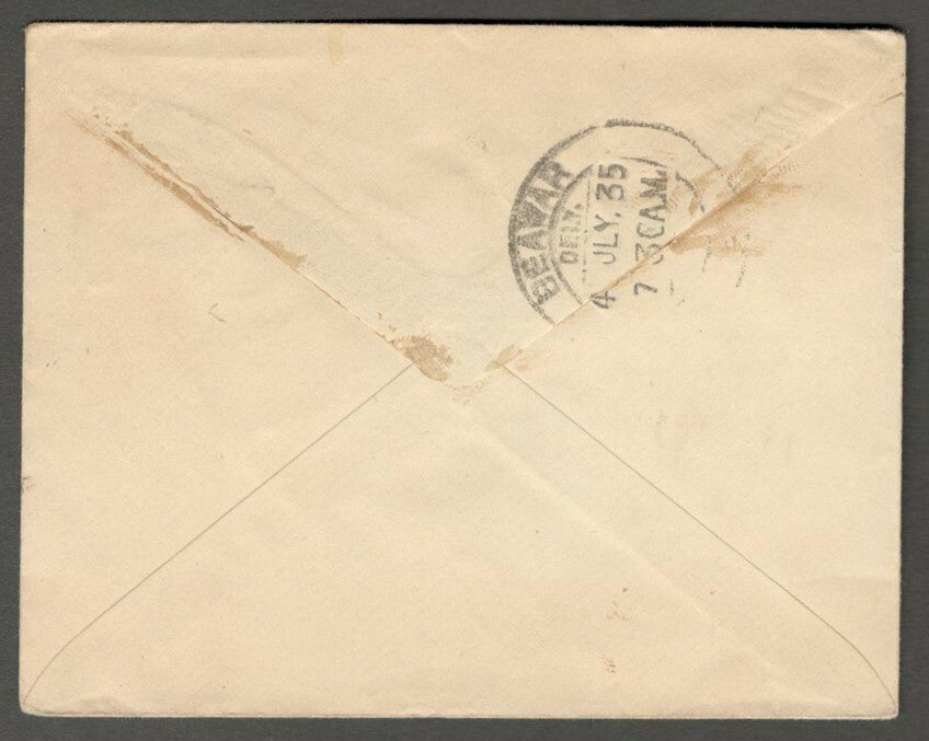 AOP India Patiala State KGV King George V 1a envelope used