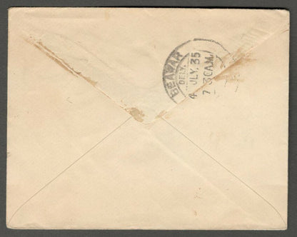 AOP India Patiala State KGV King George V 1a envelope used