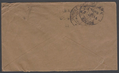 AOP South Africa 1943 bantams 6d pair on cover Durban to India