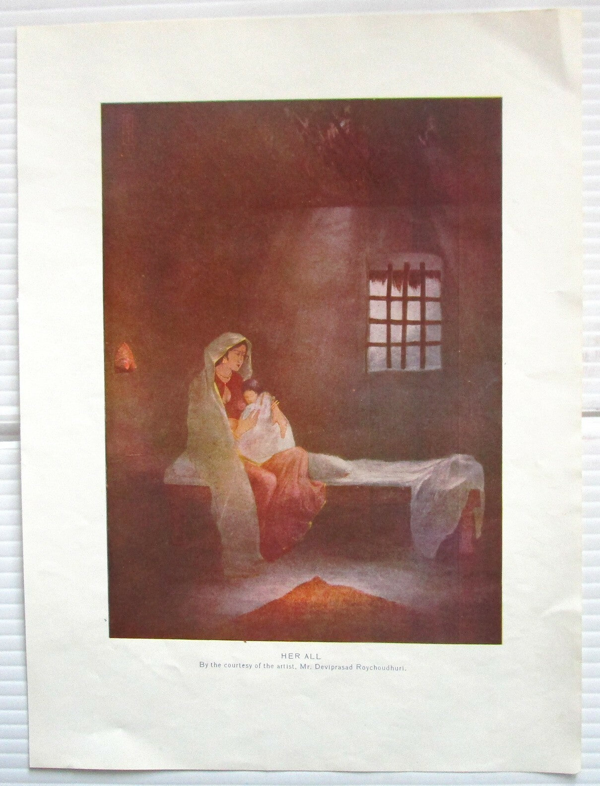 India c.1920s print HER ALL by Devi Prasad Roychoudhuri 28.5cm x 21cm