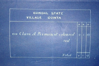 India 1899 Jetalsar Rajkot Railway signed LAND PLAN map blue print 17”x17” FAULT