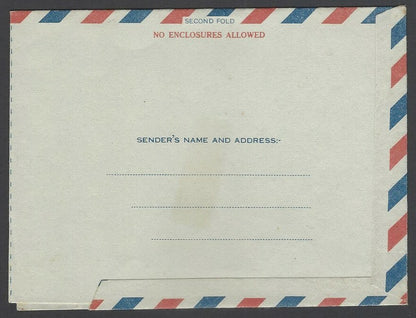 India 0.55 air letter uprated 10np Map unused HG #FG36