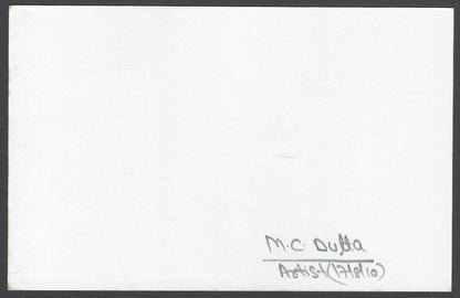 AOP M C Dutta, Artist pen sketch on autograph card India
