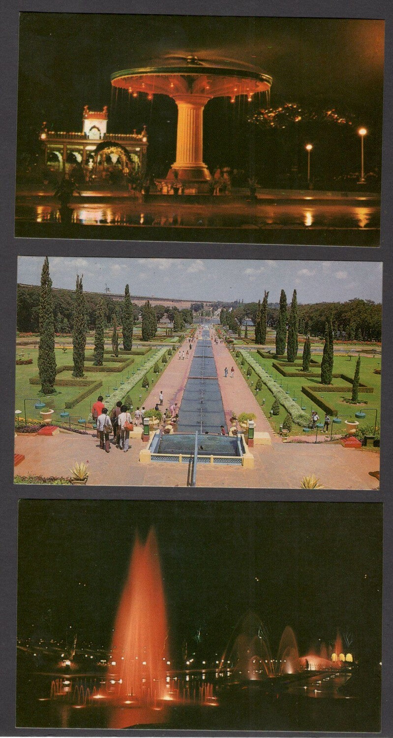 India 10 vintage colour postcards MYSORE & BRINDAVAN