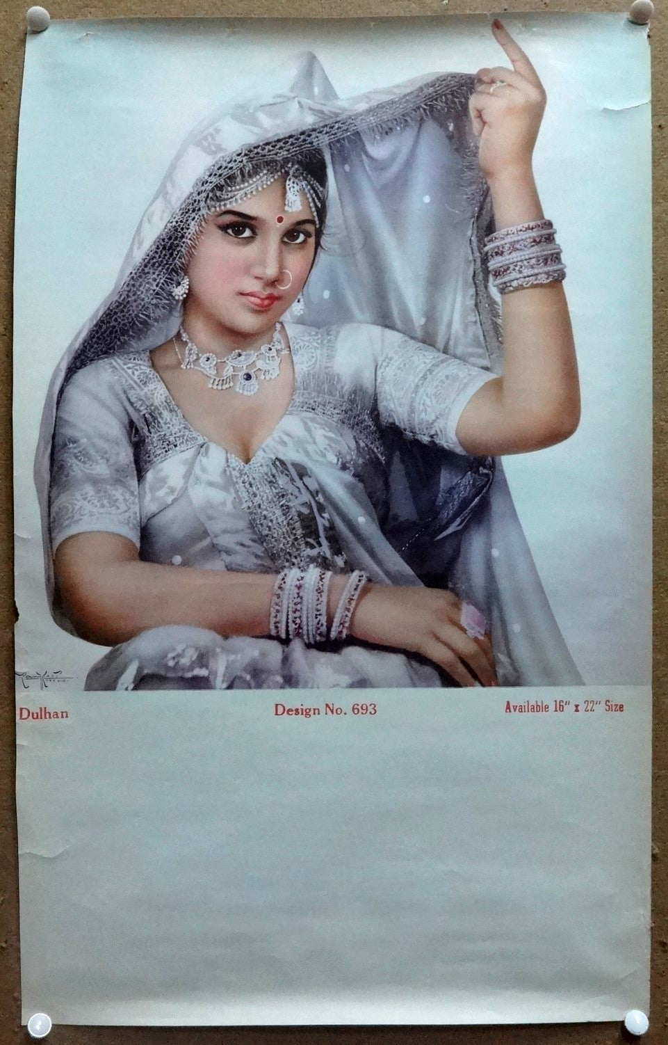 India vintage calendar art collection 13"x21" Traditional Indian Beauties (4)