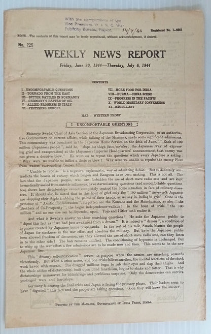 AOP India WW2 War News Weekly 1944 BURMA-CHINA SCENCE 8pgs