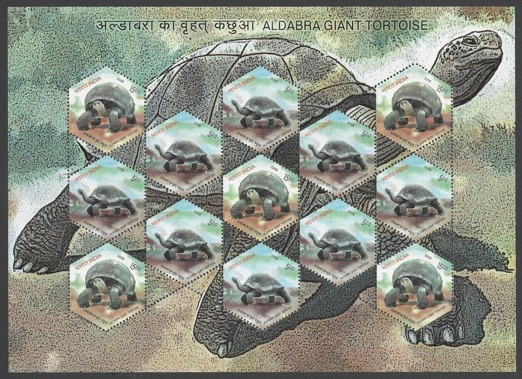 India 2008 Tortoise complete set of 4 sheetlets MNH