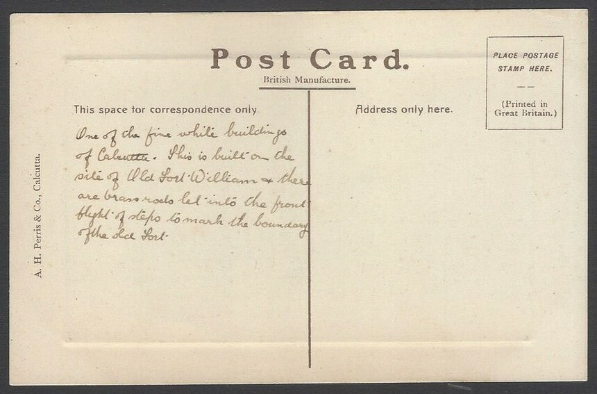 AOP India vintage postcard General Post Office, Calcutta
