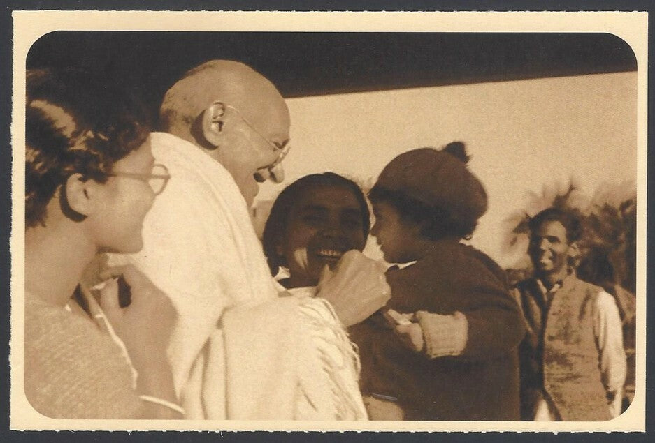 AOP India full back pictorial 50p Gandhi postal card GANDHI