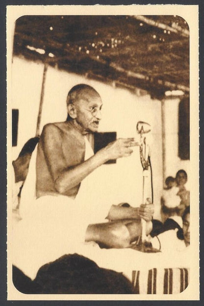 AOP India full back pictorial 50p Gandhi postal card GANDHI speeching