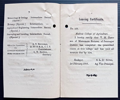 India - CERTIFICATES OF BANIA V. M. RATANSI