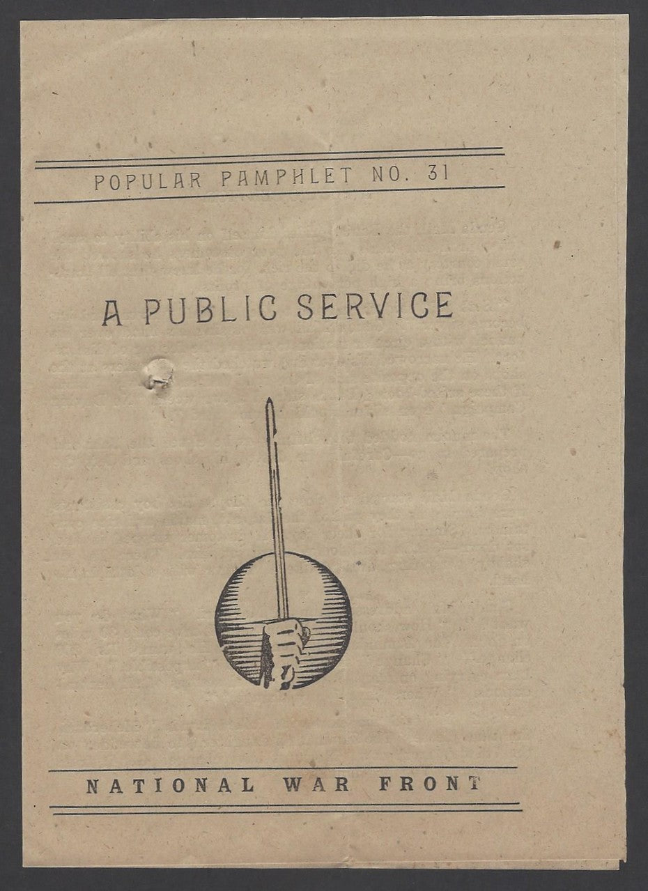 India 1943 WW2 National War Front Propaganda Pamphlet Public Service