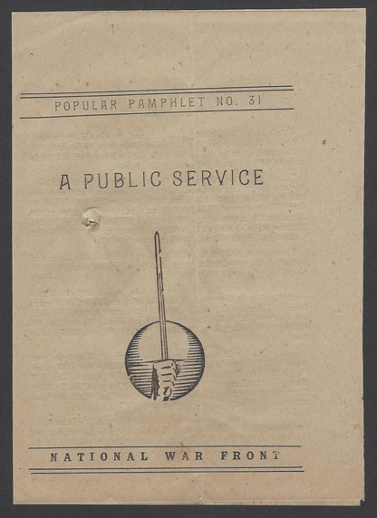 India 1943 WW2 National War Front Propaganda Pamphlet Public Service