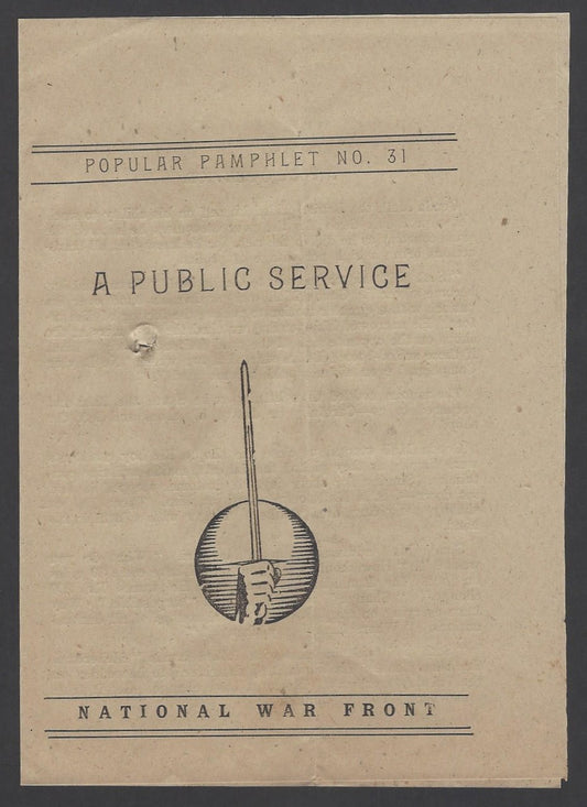 India 1943 WW2 National War Front Propaganda Pamphlet Public Service