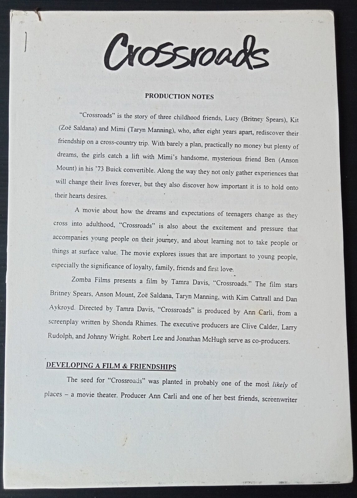 Britney Spears India visit promoter's file incl. tickets, promotional items etc