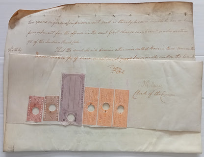 AOP India vellum parchment with QV Court Fee Service & High Court Service stamps