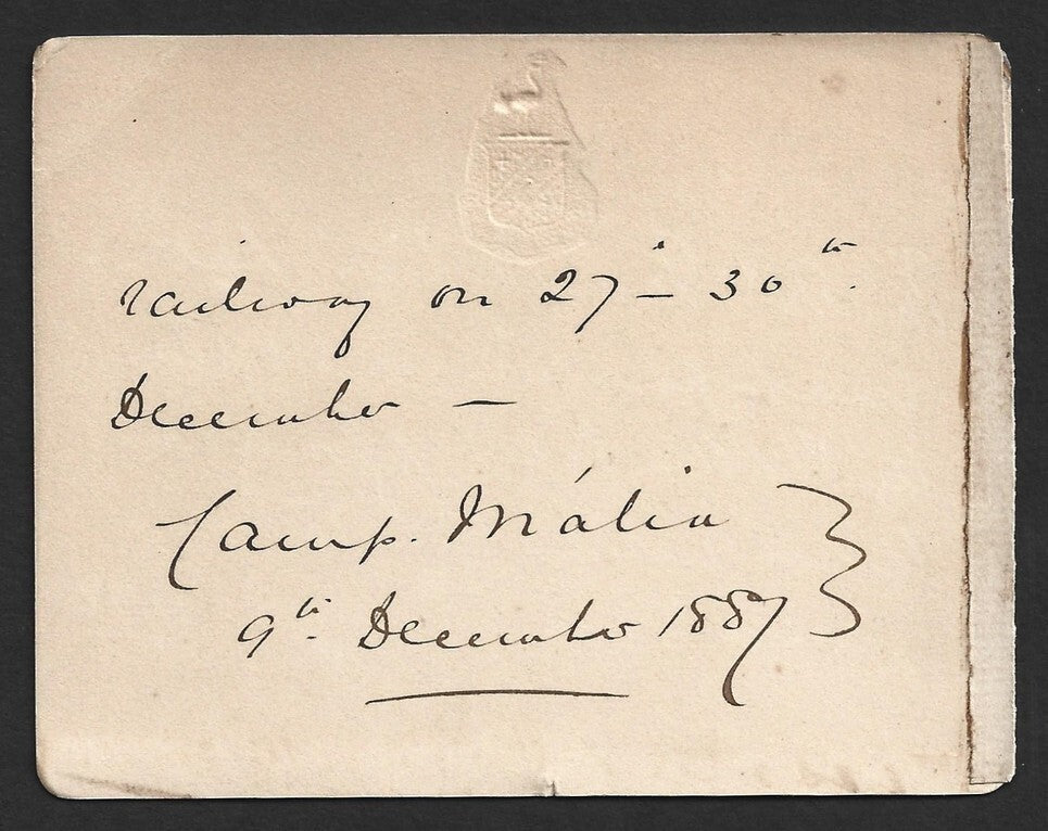 AOP India 1887 crested card