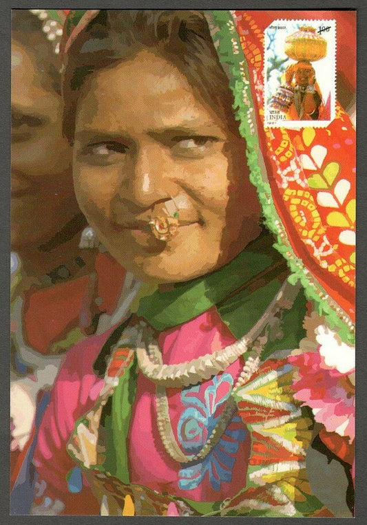 AOP India P&T issued artistic pictorial stamp card Bheel Woman