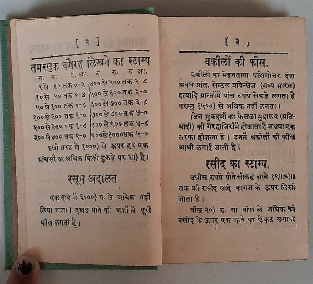 India 1929 Sukh Sancharak Dairy with useful tables Court Fee rates etc. 