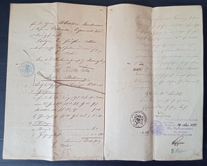 India QV 5R Special Adhesive revenue on 4 Germany stamp papers 1897 document zaz