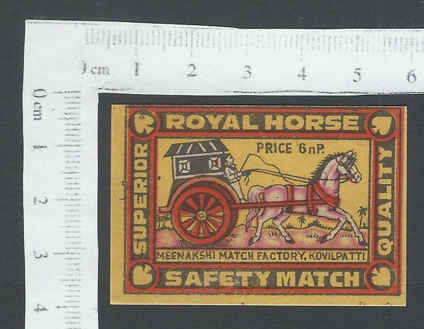 India vintage matchbox label ROYAL HORSE