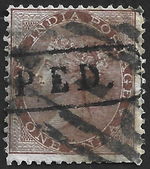 AOP India QV 1965 1a brown with Security overprint P.E.D.