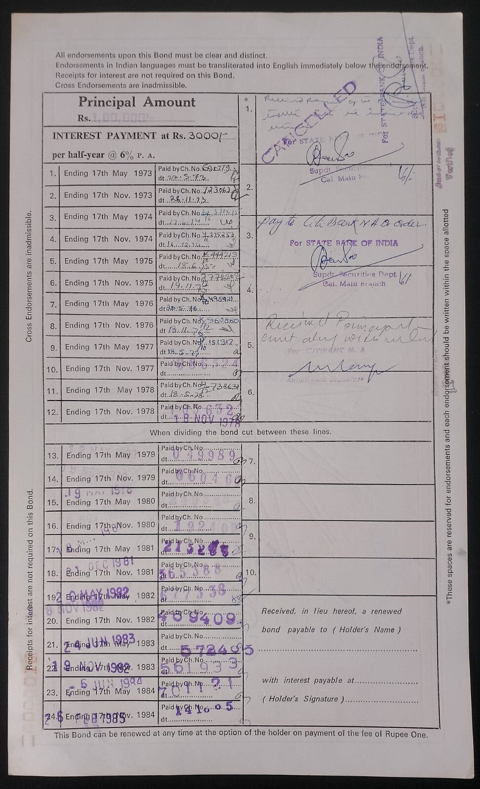 India West Bengal State Electricity Board 1984-8 BONDS upto 100000 (11)