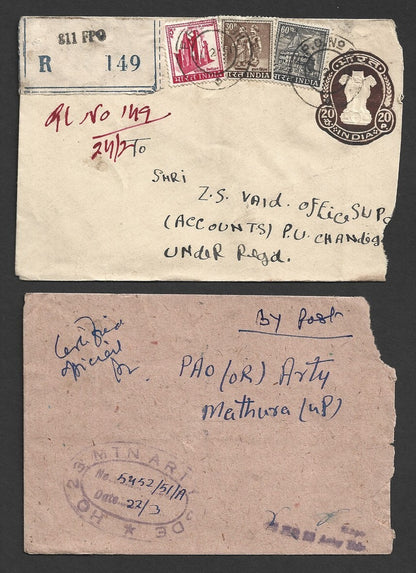 India 1960s-70s Military registered FPO (Field Post Office) covers (12)