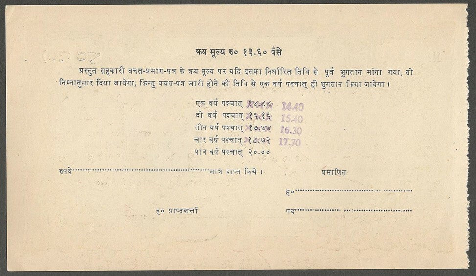 AOP India Allahabad Kendriya Sahakari Bank 5 year Savings note 20R