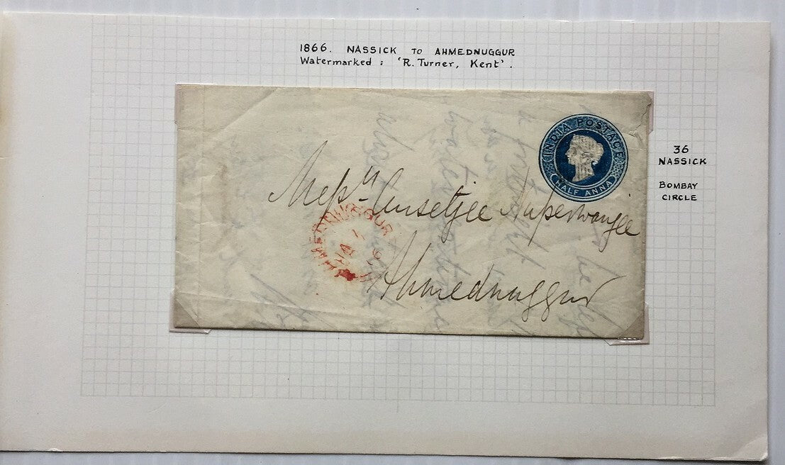East India Service 1887 1/4a blue postal card Type 3 unused 