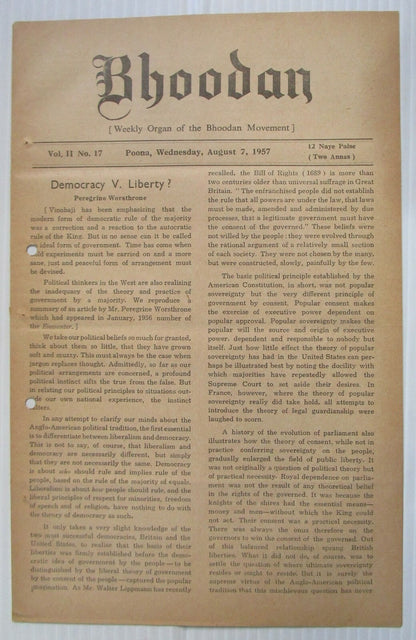 BHOODAN Weekly of the Bhoodan Movement India 1957 issues (27)