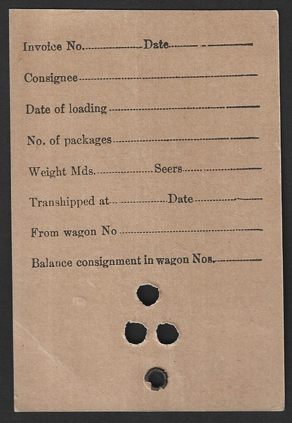India 1933 Bikaner State Railway luggage tag