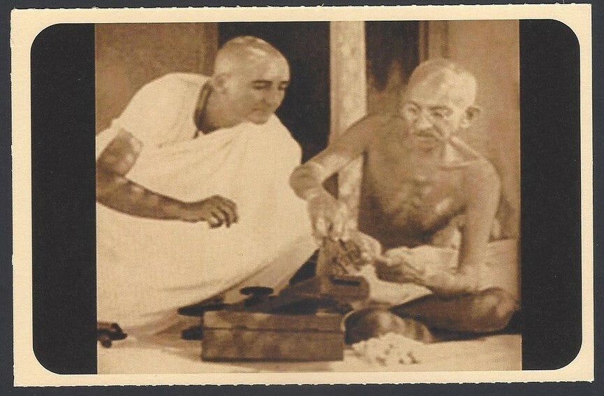 AOP India full back pictorial 50p Gandhi postal card GANDHI