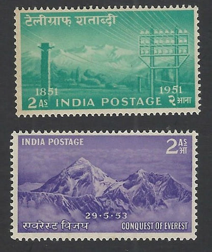 India 1951 Telegraph Centenary 2v mint MH