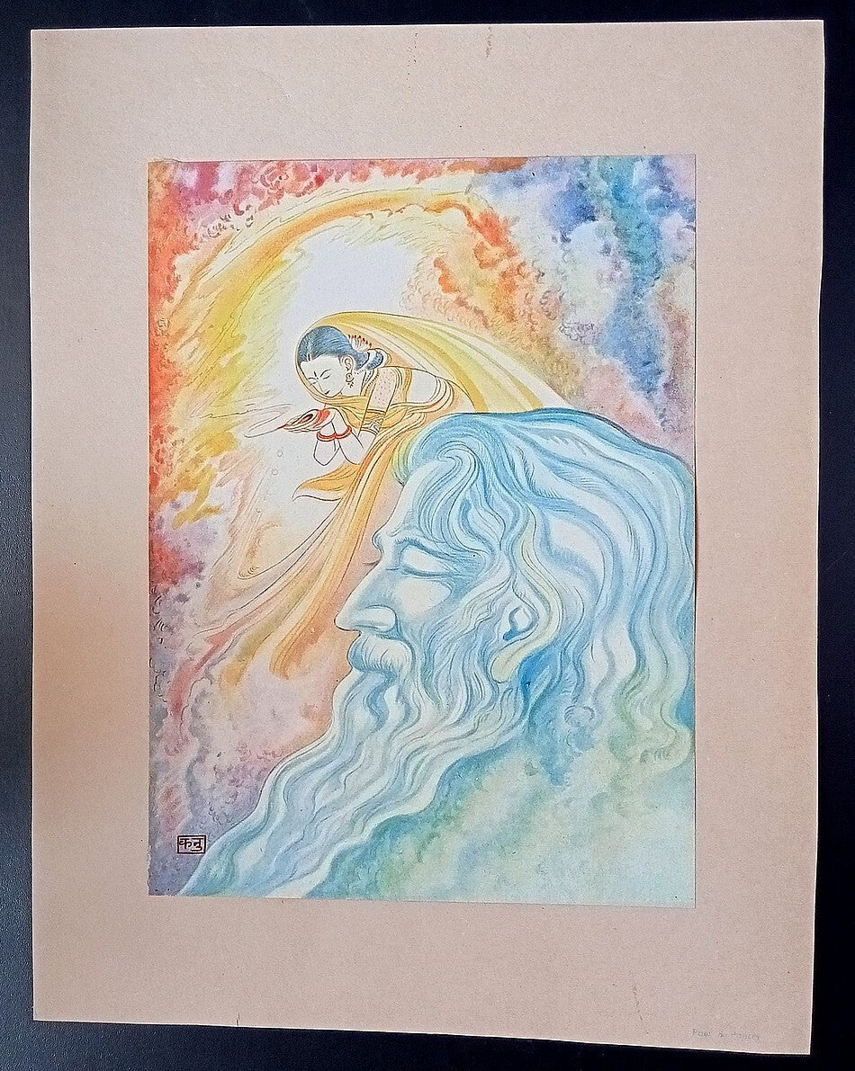 India vintage print POET & POETRY by KANU DESAI - Geet Govind series