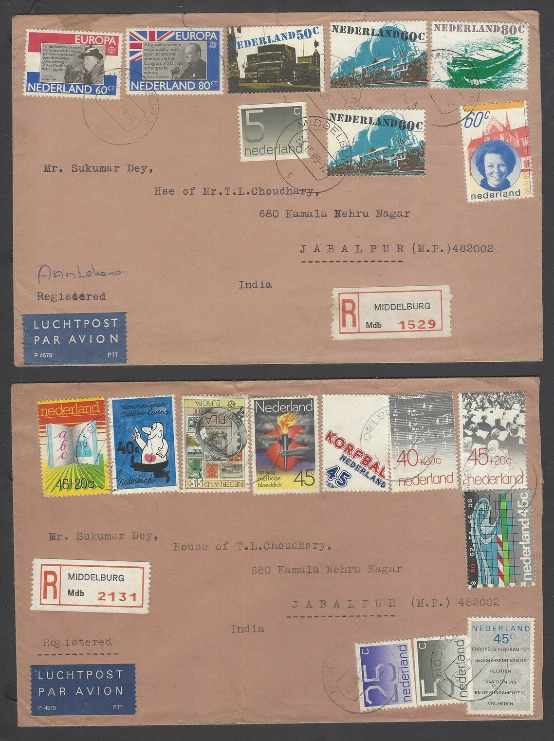 AOP Netherlands multi franked covers to India (9)