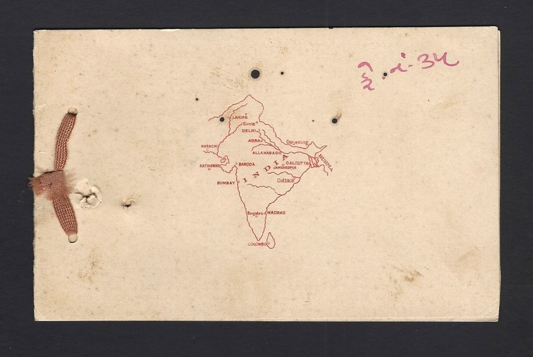 India 1935 Greeting card to Maharaja Wankaner with a map of India