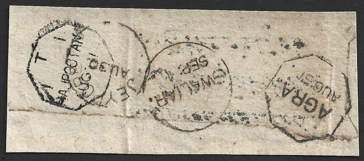 India 1861 stampless cover with many postmarks