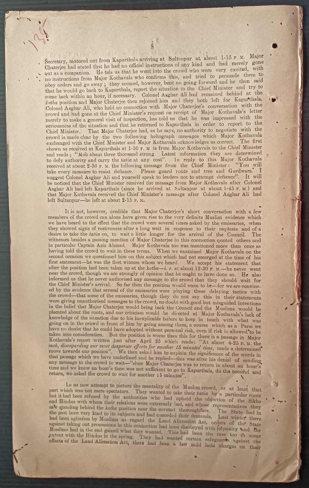 India 1934 report into the Firing incident at Sultanpur